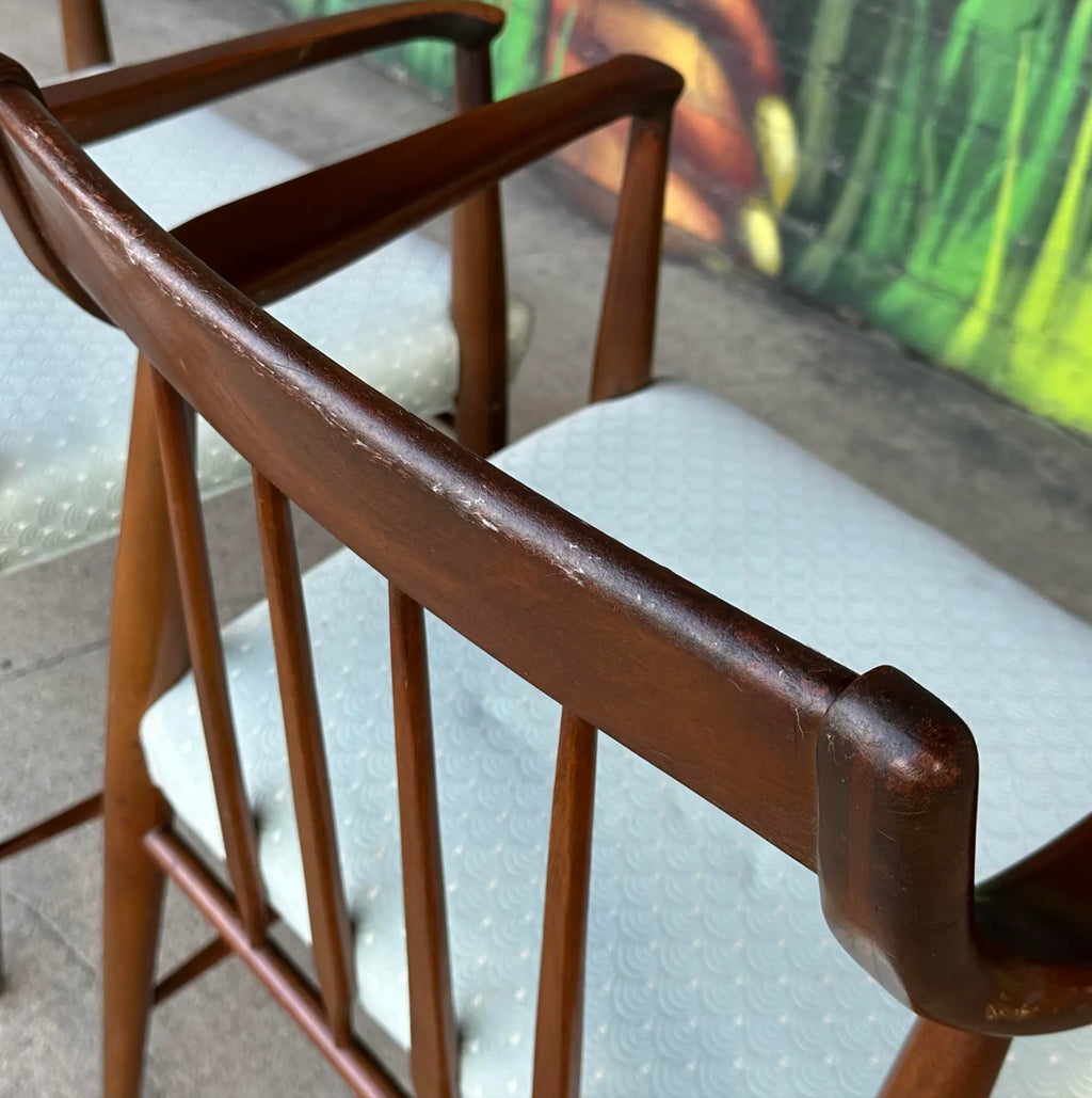 Pair of American Walnut Armchairs by Heritage Henredon