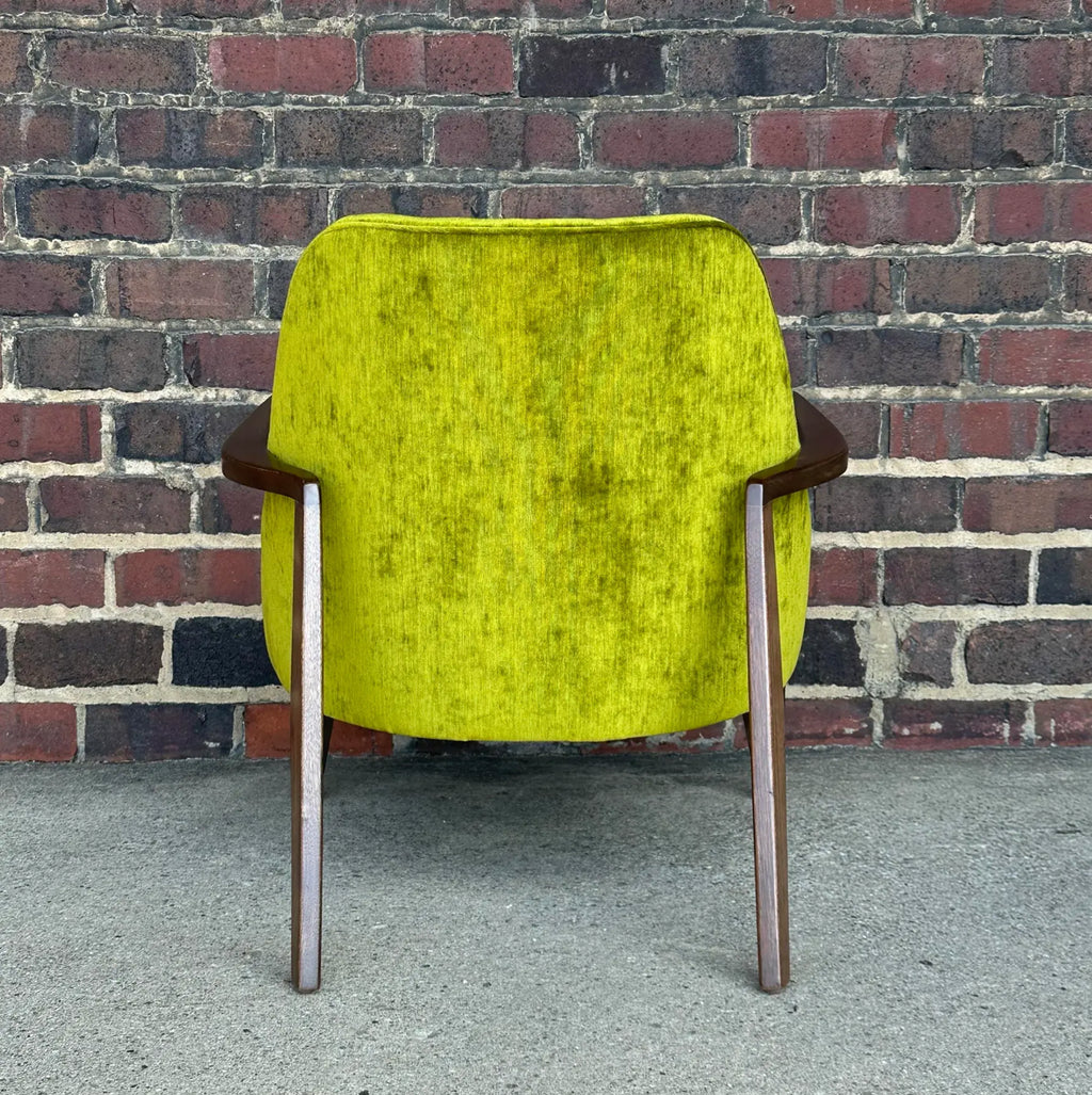 Mid Century Modern Custom Seal Style Lounge Chair Green Crushed Velvet