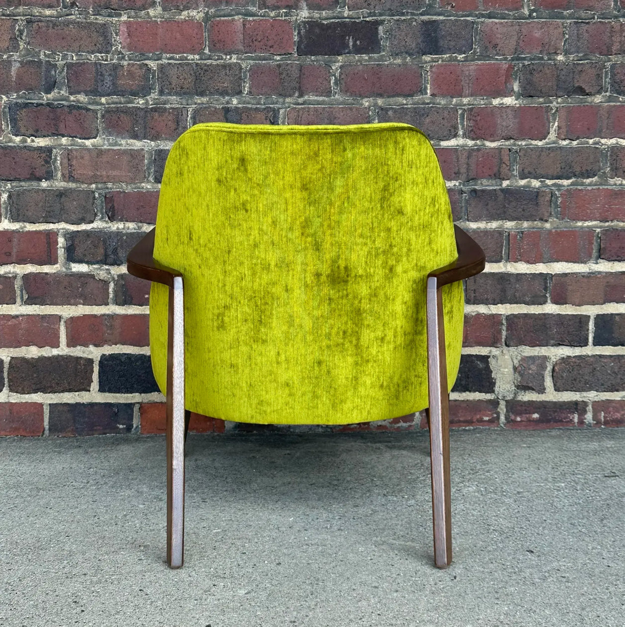 Mid Century Modern Custom Seal Style Lounge Chair Green Crushed Velvet