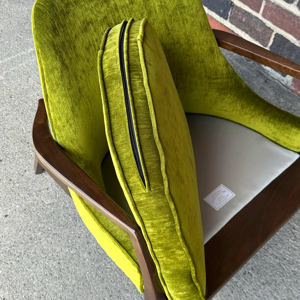 Mid Century Modern Custom Seal Style Lounge Chair Green Crushed Velvet