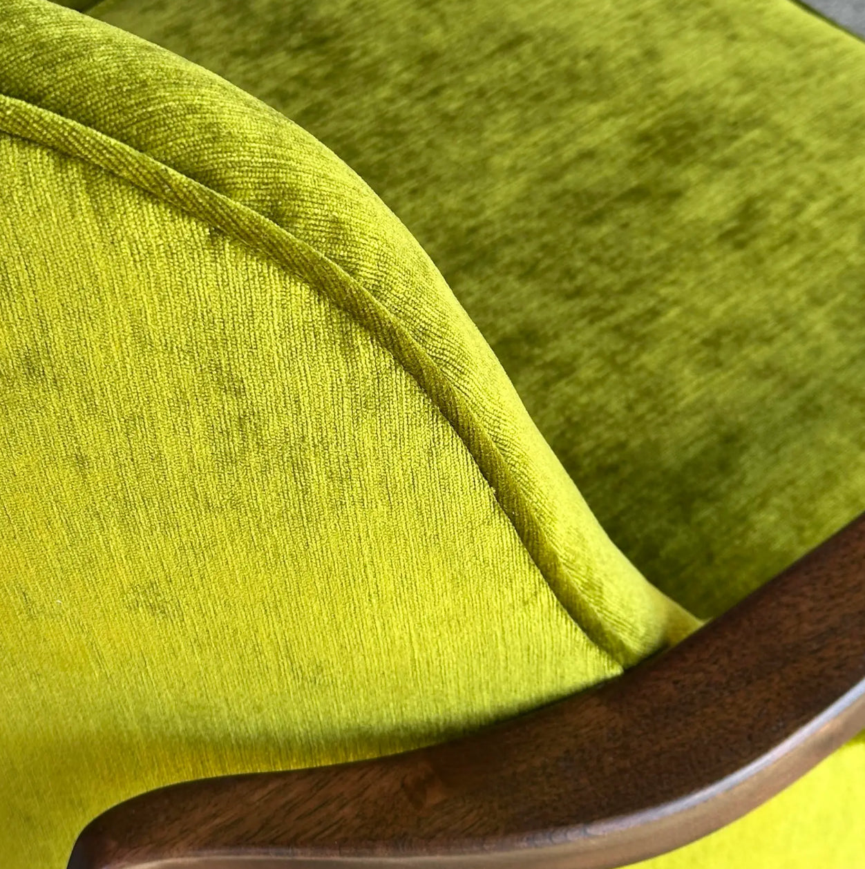 Mid Century Modern Custom Seal Style Lounge Chair Green Crushed Velvet