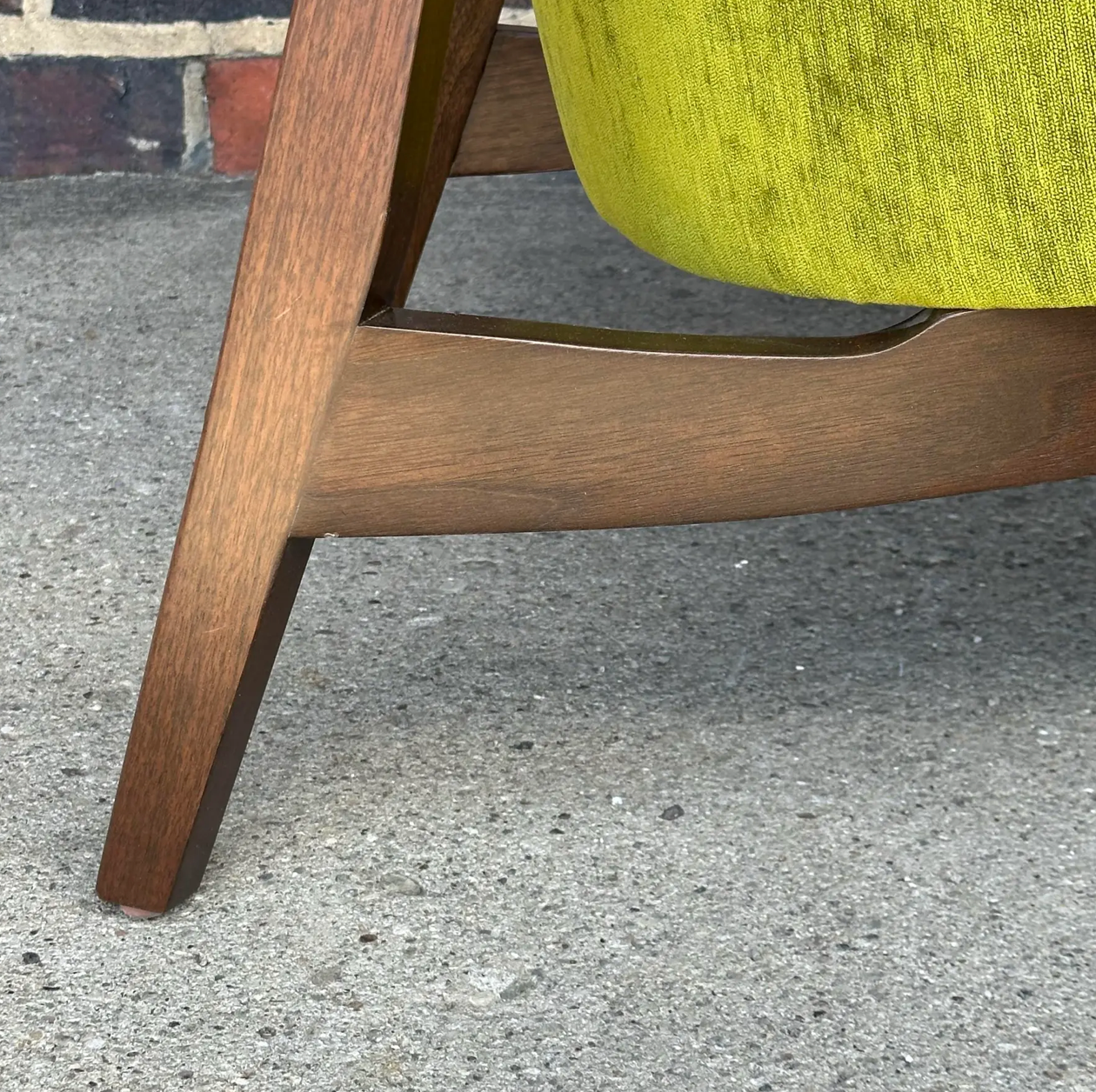 Mid Century Modern Custom Seal Style Lounge Chair Green Crushed Velvet