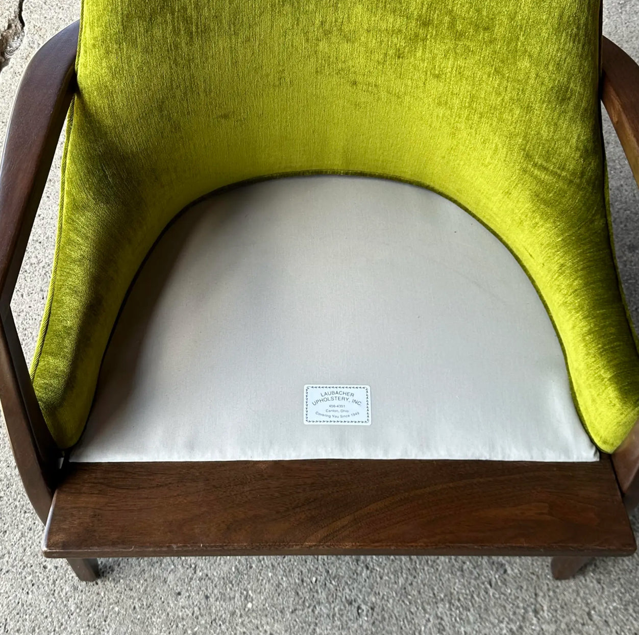 Mid Century Modern Custom Seal Style Lounge Chair Green Crushed Velvet