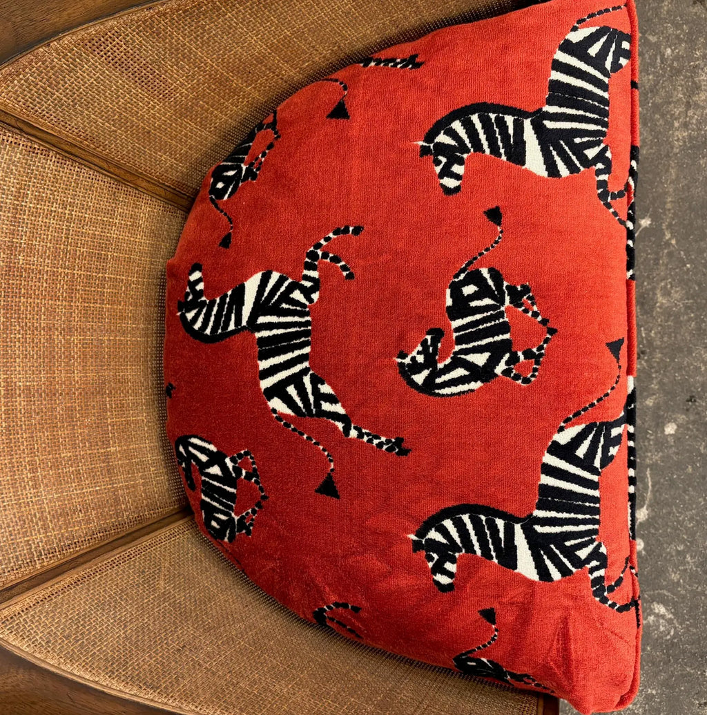 Pair of Mid-Century Caned Back Barrel Club Chairs Attributed to Directional Zebra