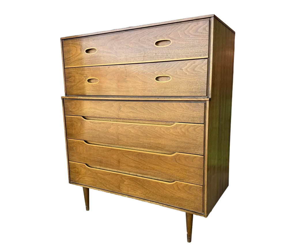 Unique Mid Century Modern Tall Wood Dresser