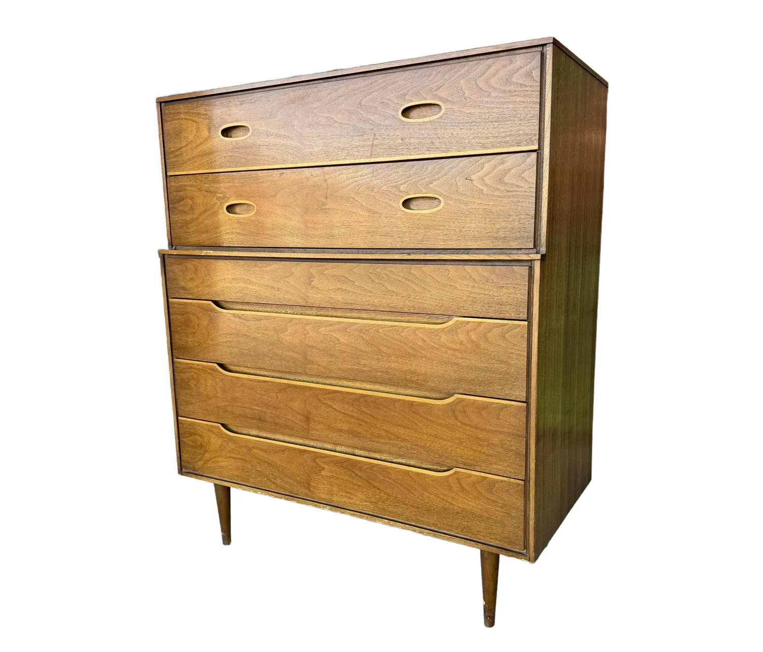 Unique Mid Century Modern Tall Wood Dresser