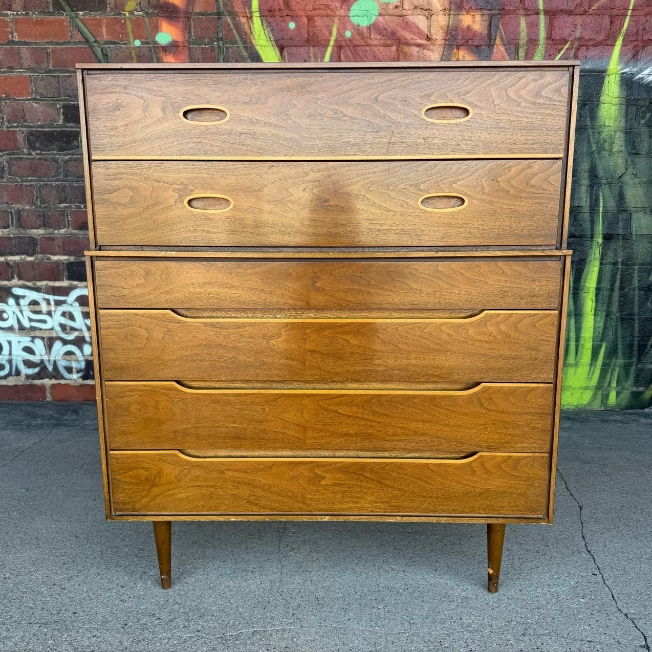 Unique Mid Century Modern Tall Wood Dresser