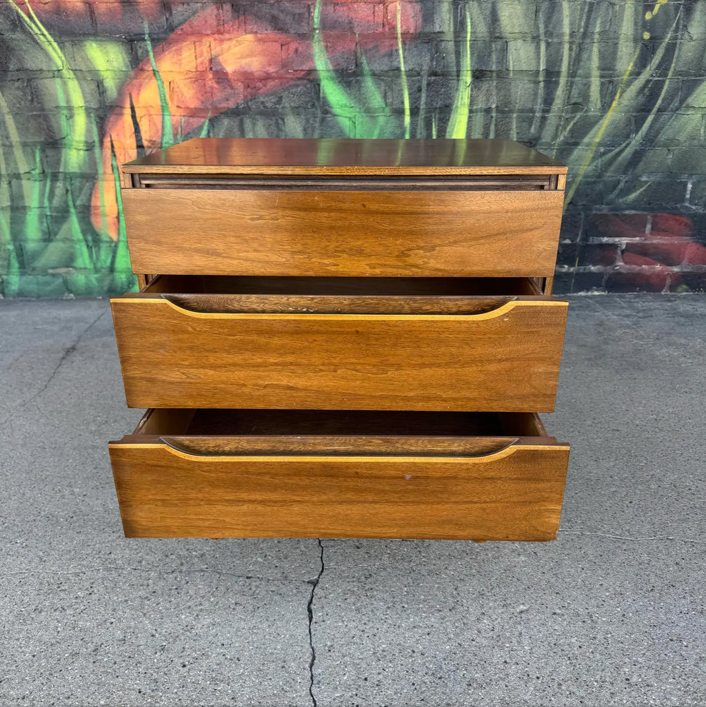 Mid Century Modern Wood Three-Drawer Nightstand