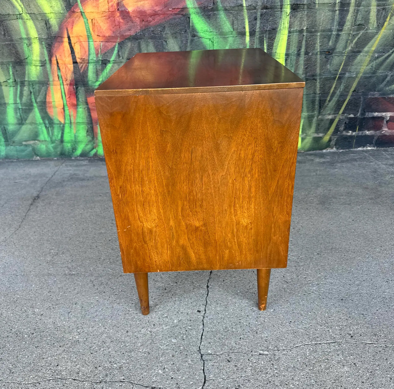 Mid Century Modern Wood Three-Drawer Nightstand