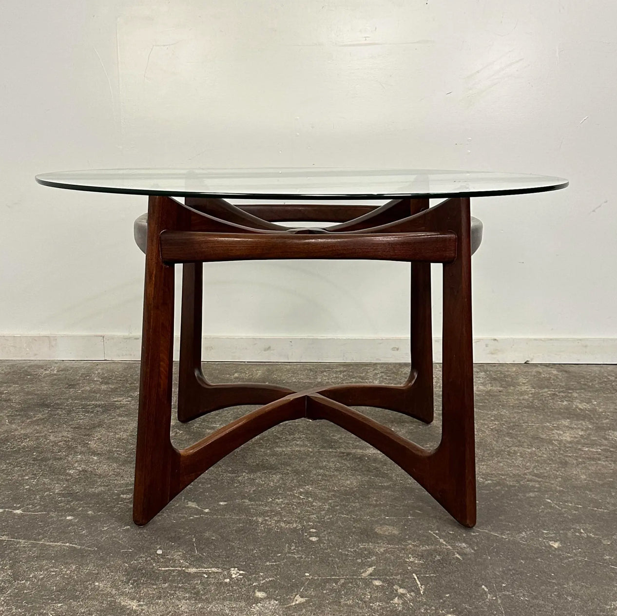 Adrian Pearsall Walnut and Glass “Compass” Dining Table