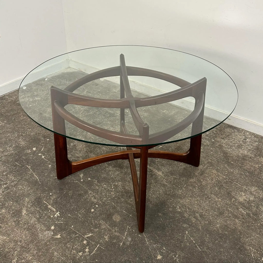 Adrian Pearsall Walnut and Glass “Compass” Dining Table