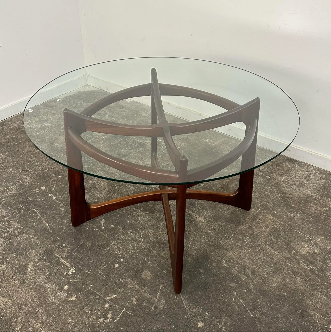 Adrian Pearsall Walnut and Glass “Compass” Dining Table
