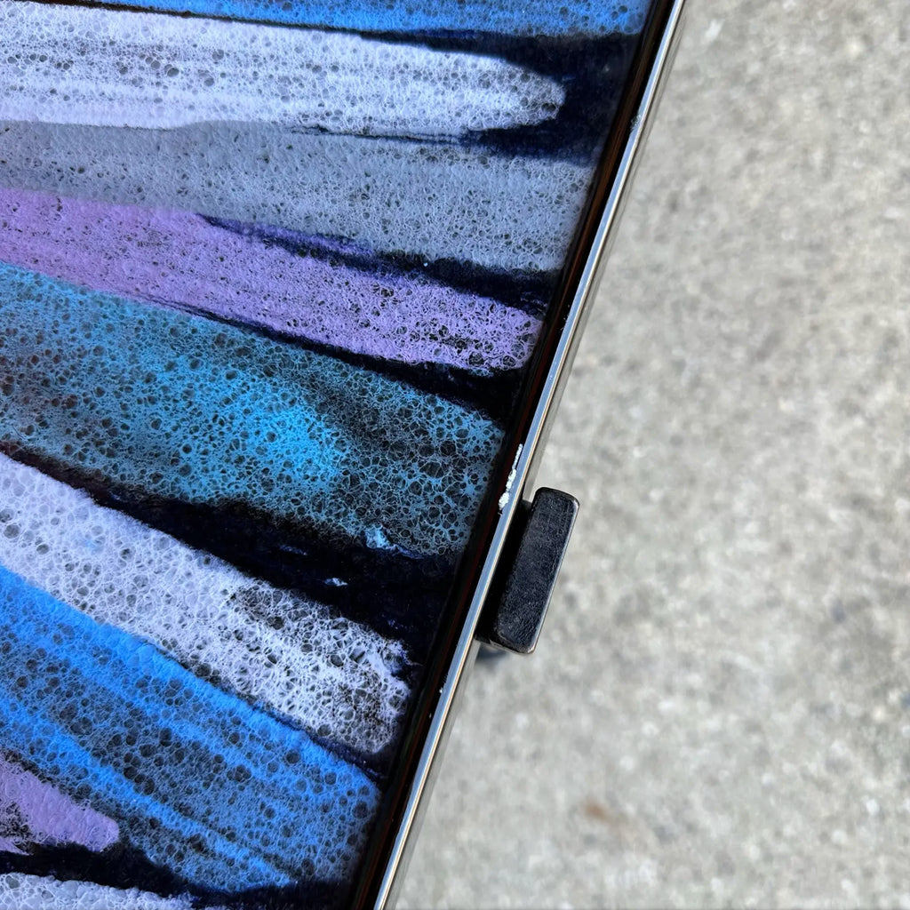 Mid Century Enamel Top Coffee Table Blue and Purple
