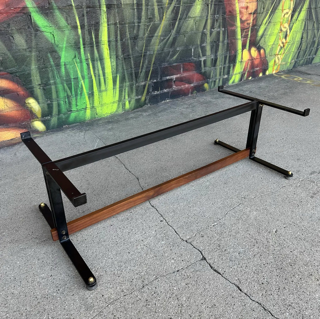 Mid Century Enamel Top Coffee Table Blue and Purple