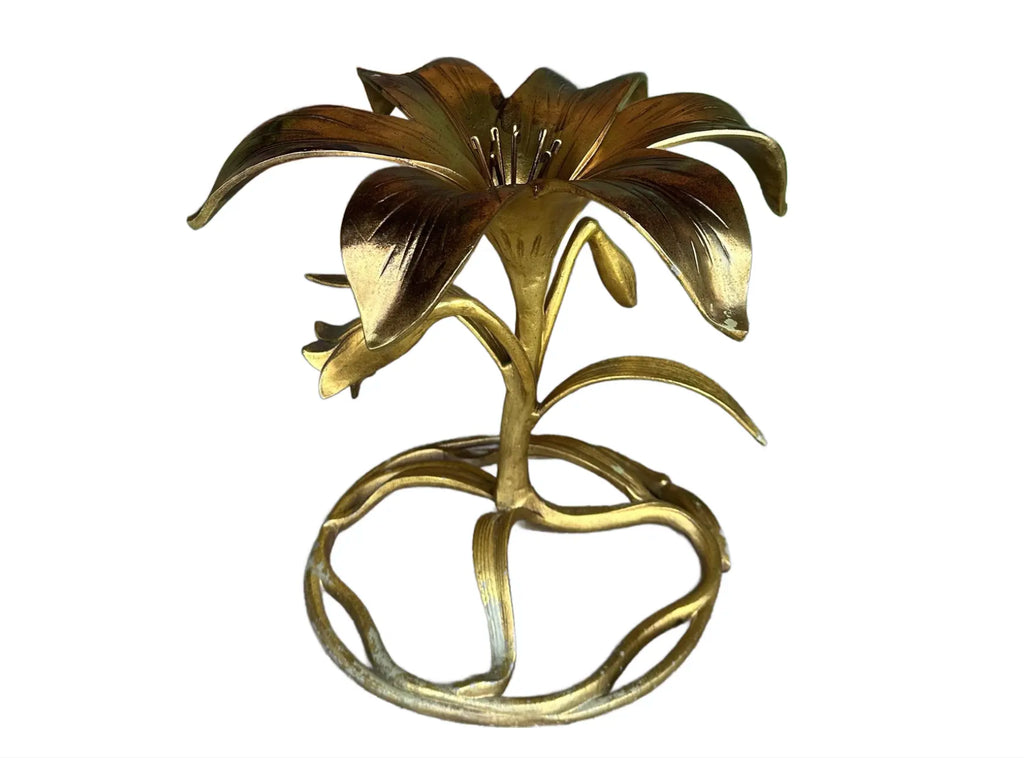 Mid Century Modern Drexel "Arthur Court" Lily Gilded Cast Aluminum Side Table