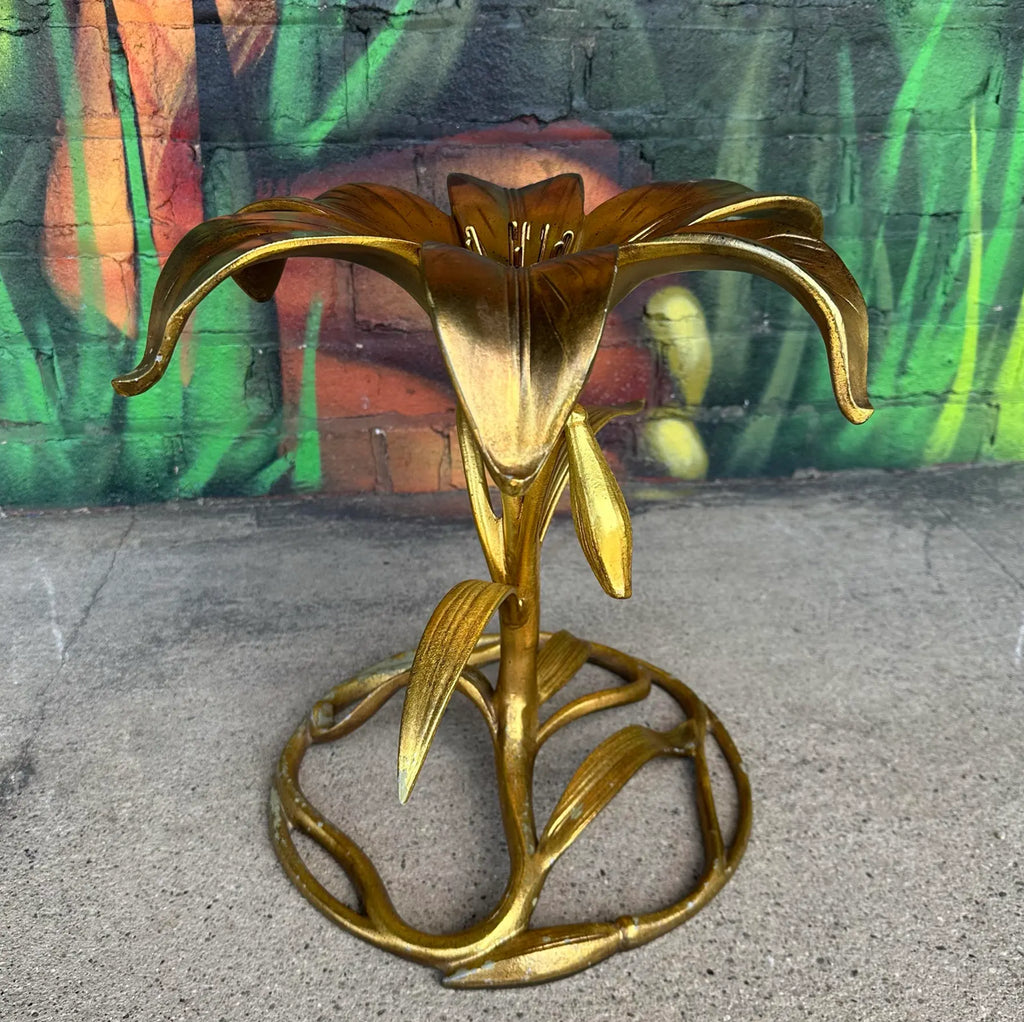 Mid Century Modern Drexel "Arthur Court" Lily Gilded Cast Aluminum Side Table