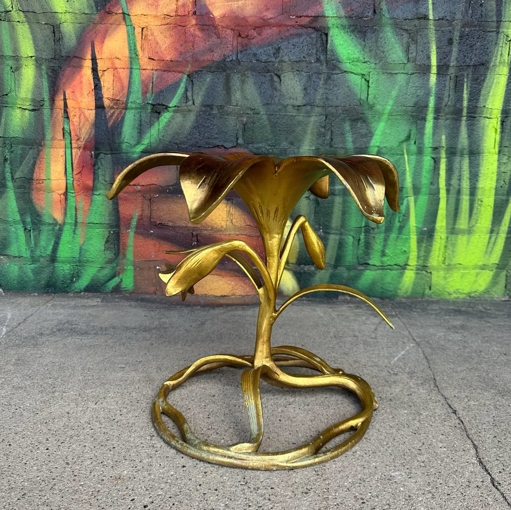 Mid Century Modern Drexel "Arthur Court" Lily Gilded Cast Aluminum Side Table
