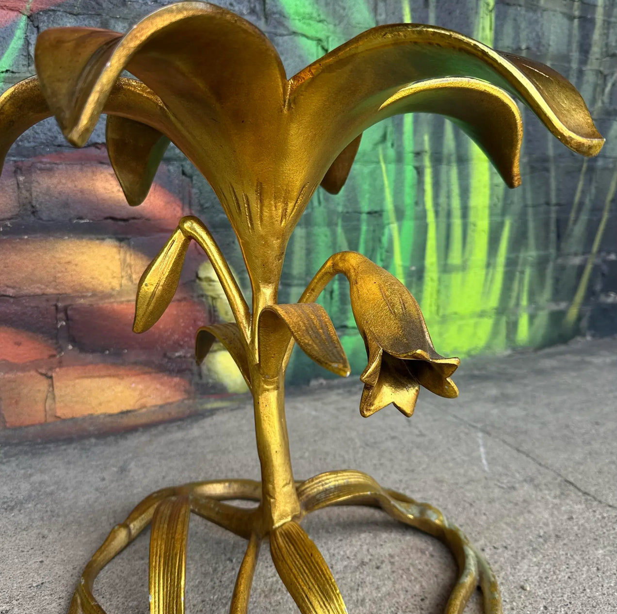 Mid Century Modern Drexel "Arthur Court" Lily Gilded Cast Aluminum Side Table