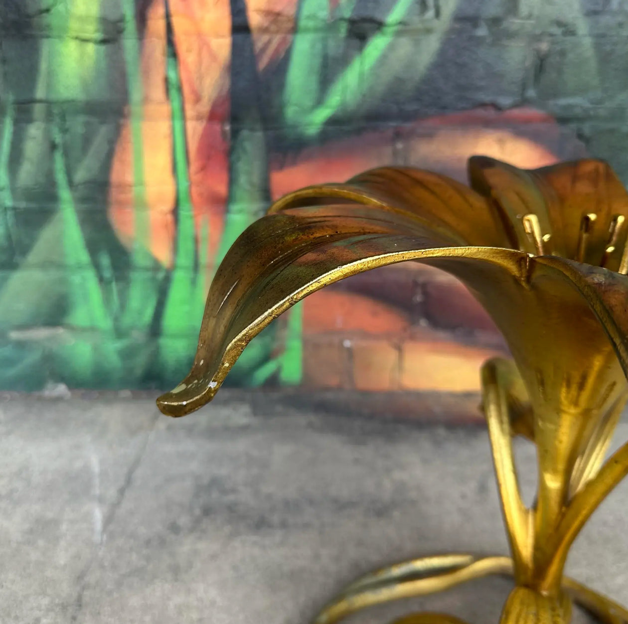 Mid Century Modern Drexel "Arthur Court" Lily Gilded Cast Aluminum Side Table