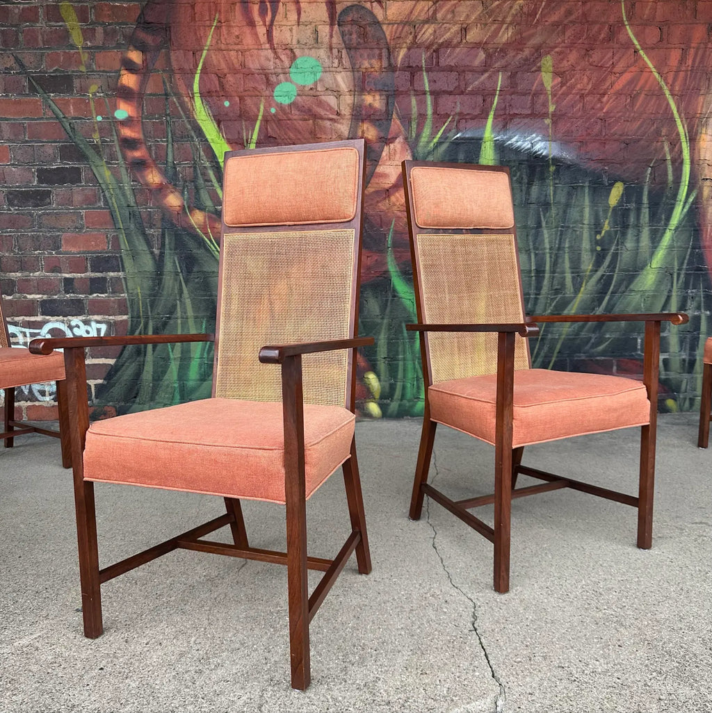 Mid 20th Century Set of 8 Cane High Back Dining Chairs