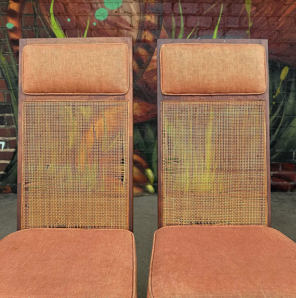 Mid 20th Century Set of 8 Cane High Back Dining Chairs