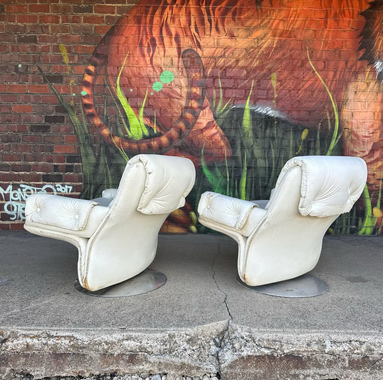 Pair of Artifort Vinyl and Chrome Chairs