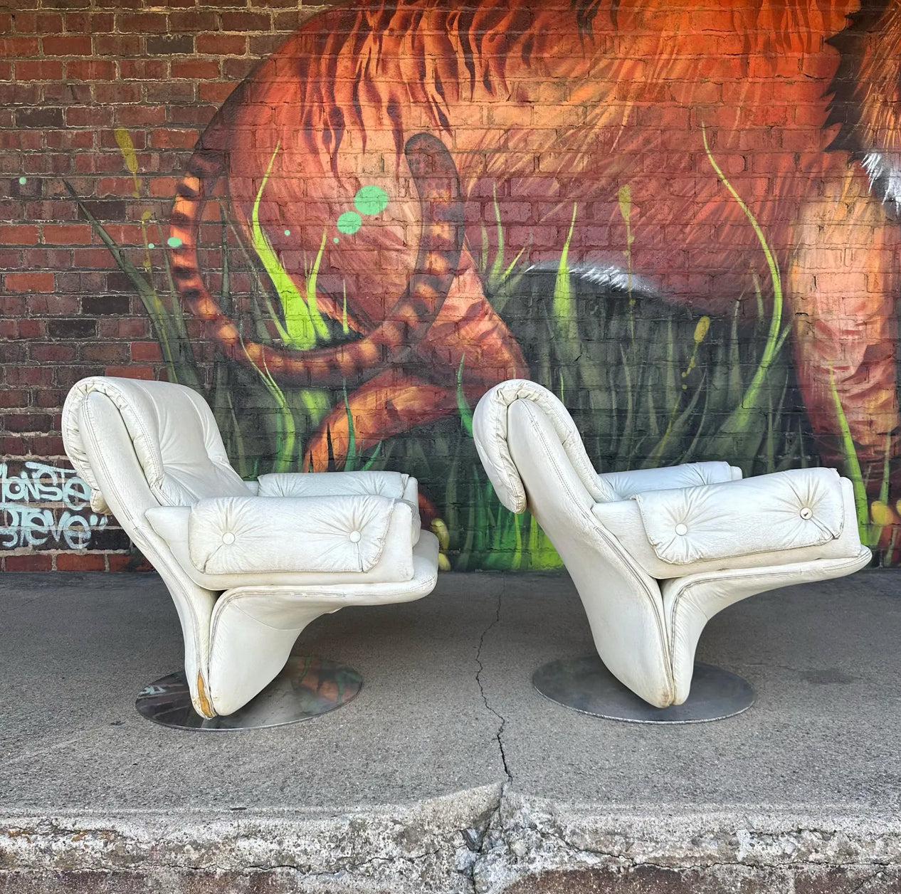 Pair of Artifort Vinyl and Chrome Chairs