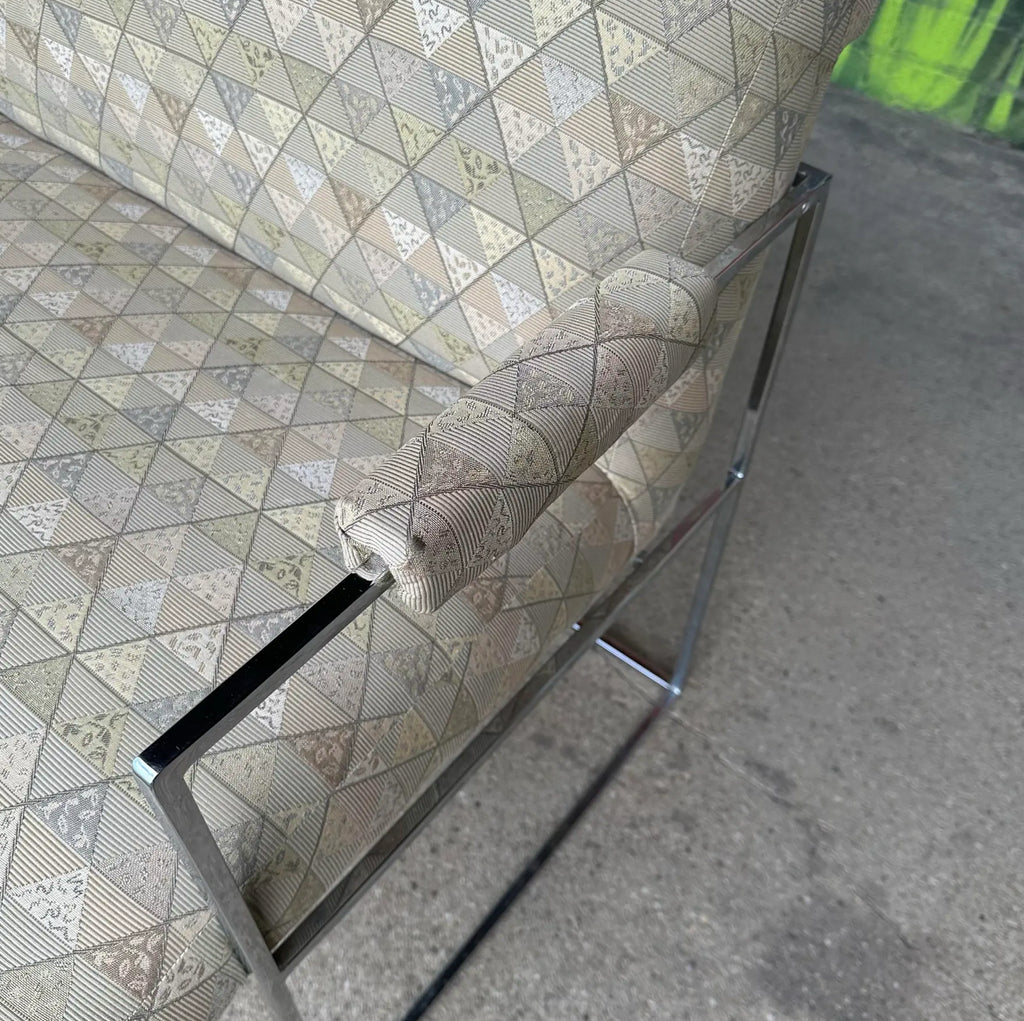 Mid Century Modern Milo Baughman Chrome Base Loveseat