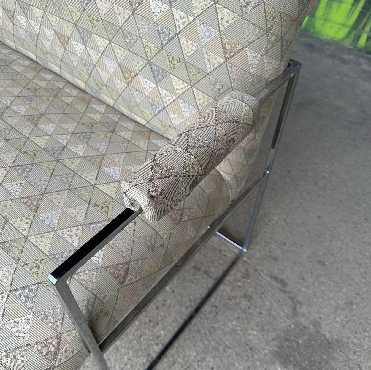 Mid Century Modern Milo Baughman Chrome Base Loveseat