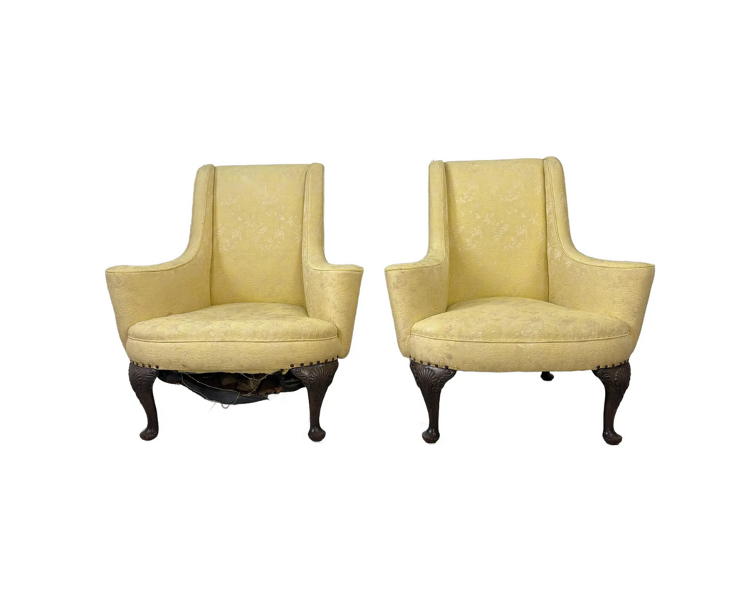 Pair of Traditional Wide Arm Antique Chairs