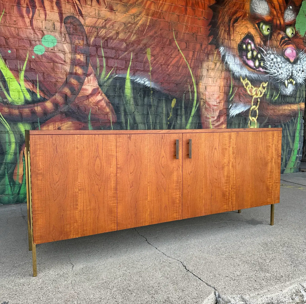 Harvey Probber Teak and Brass Credenza