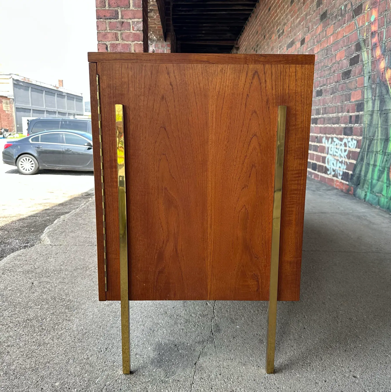Harvey Probber Teak and Brass Credenza