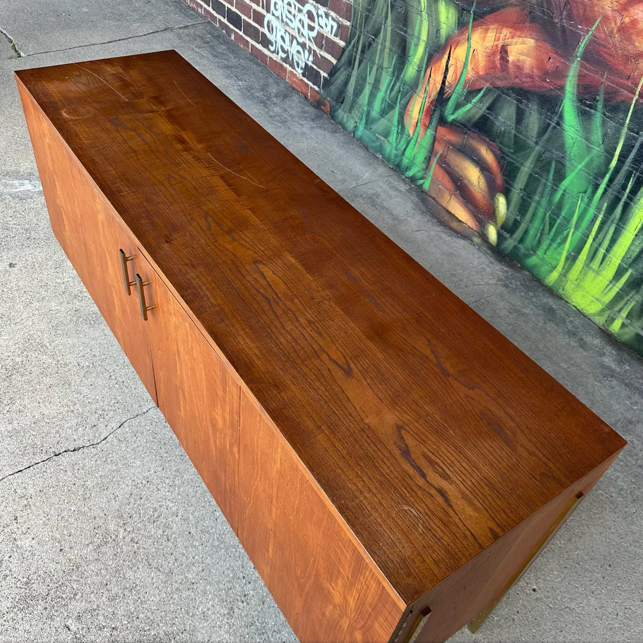 Harvey Probber Teak and Brass Credenza