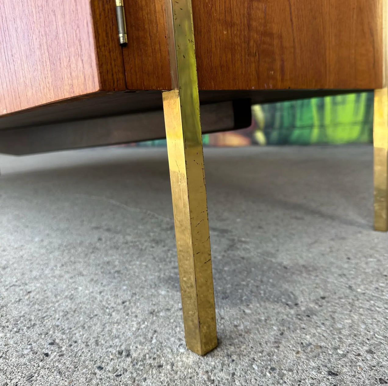Harvey Probber Teak and Brass Credenza