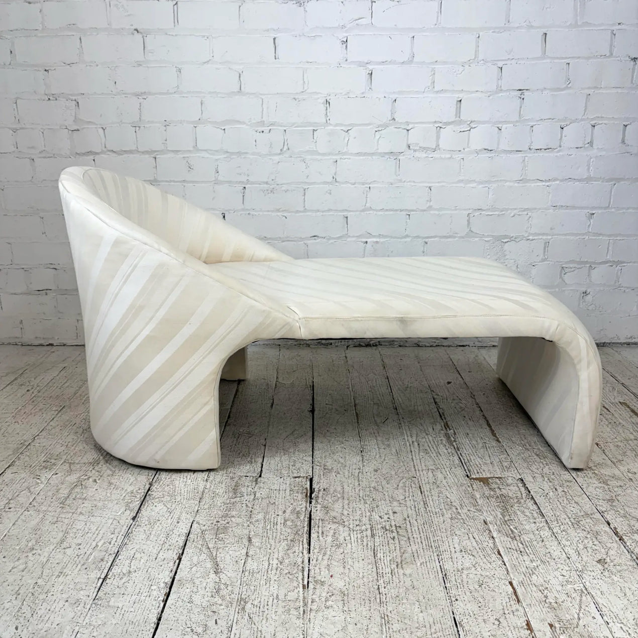 White Striped Chaise Lounge