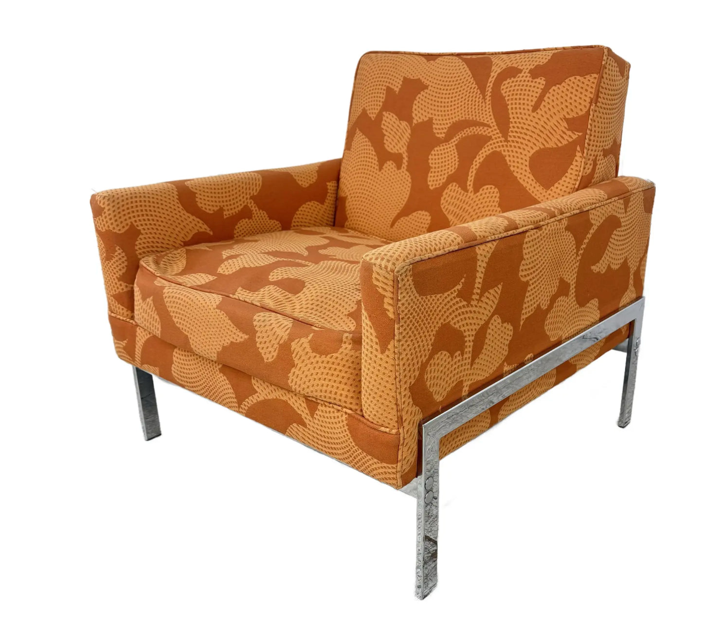 Mid Century Modern Knoll Style Lounge Arm Chair Chrome