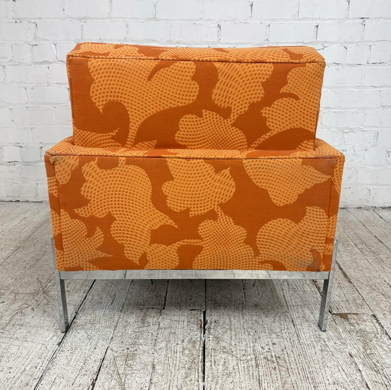 Mid Century Modern Knoll Style Lounge Arm Chair Chrome