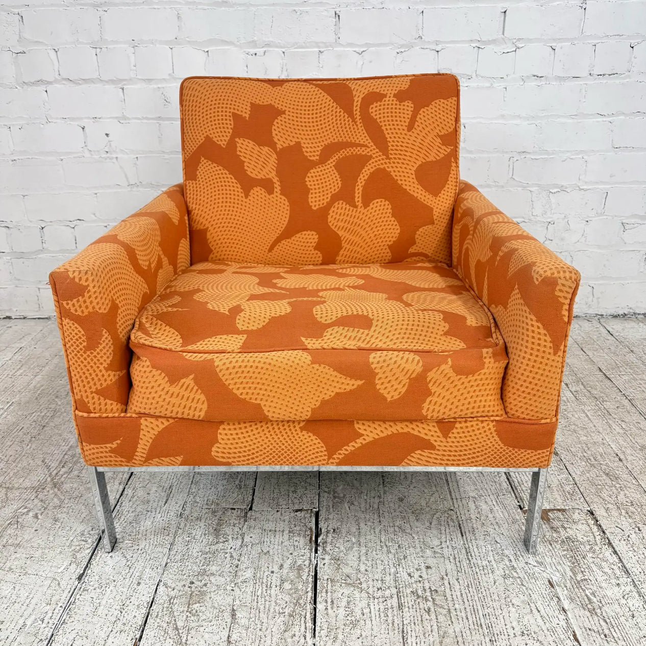 Mid Century Modern Knoll Style Lounge Arm Chair Chrome