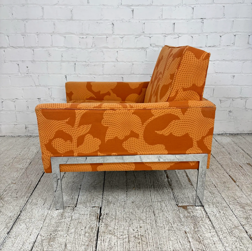 Mid Century Modern Knoll Style Lounge Arm Chair Chrome
