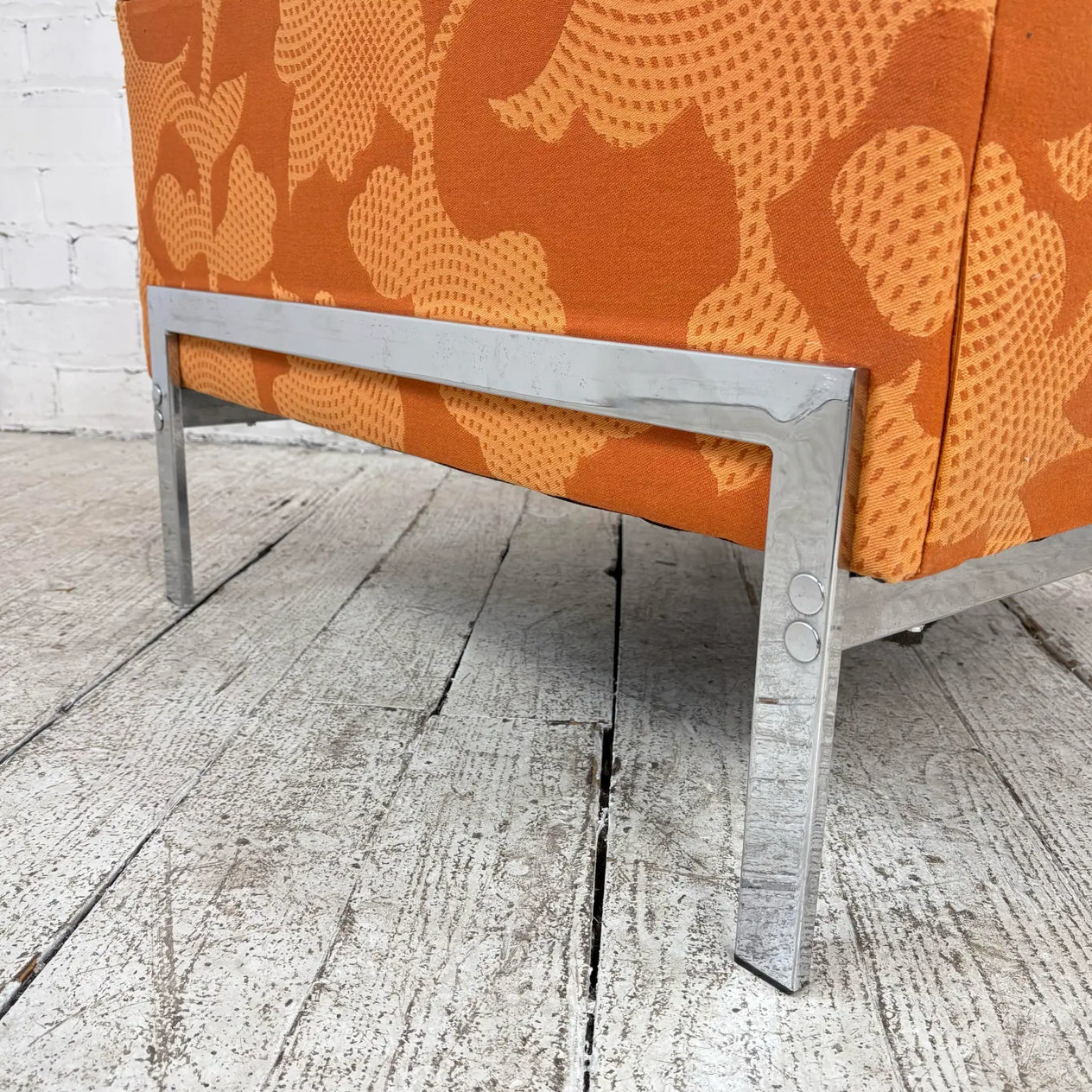 Mid Century Modern Knoll Style Lounge Arm Chair Chrome
