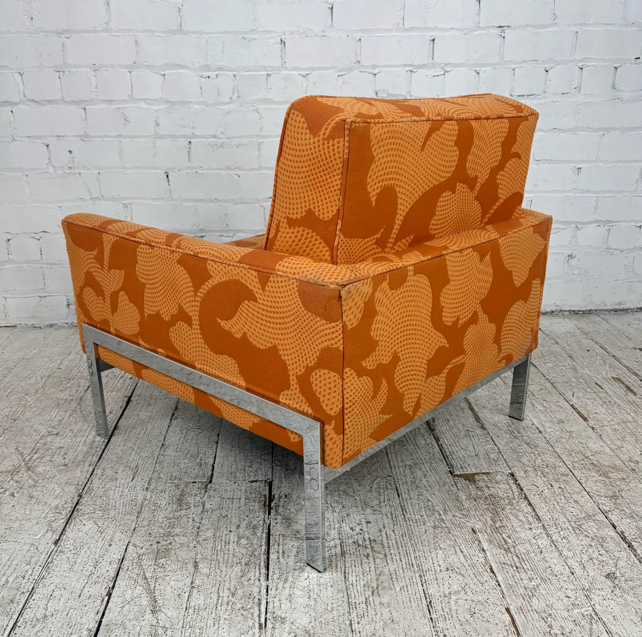 Mid Century Modern Knoll Style Lounge Arm Chair Chrome
