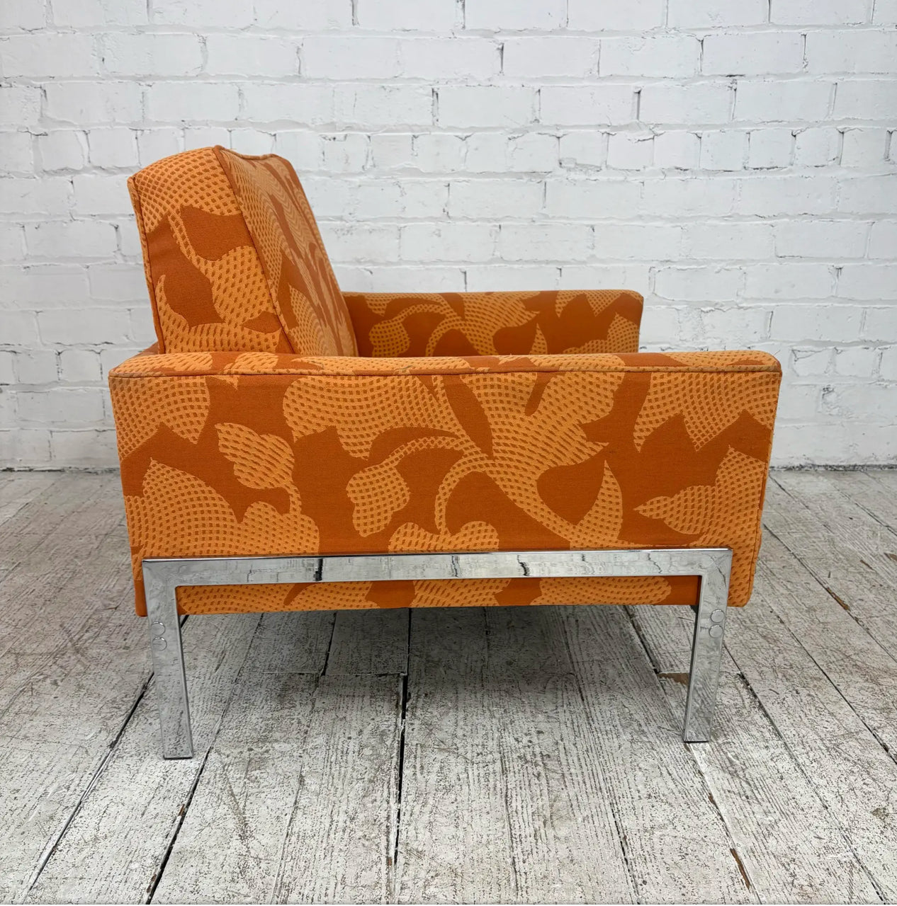 Mid Century Modern Knoll Style Lounge Arm Chair Chrome