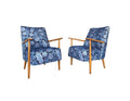 Pair of Mid Century Modern Klaus Haapaniemi & Co. Iceflower Blue Fabric Chairs
