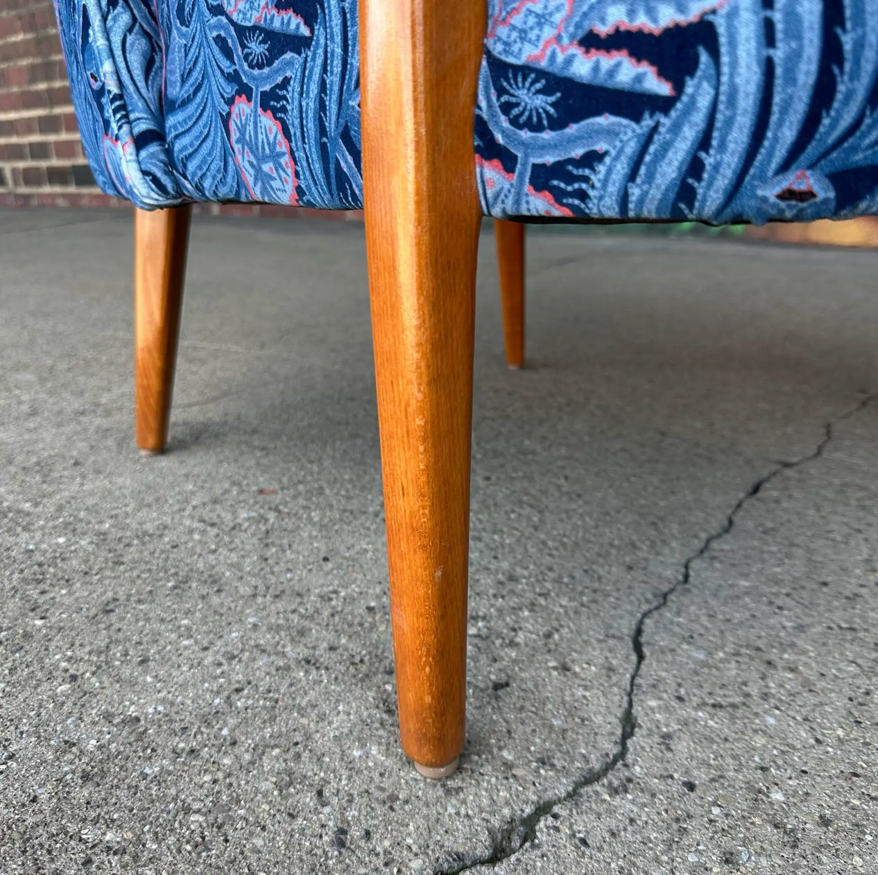 Pair of Mid Century Modern Klaus Haapaniemi & Co. Iceflower Blue Fabric Chairs