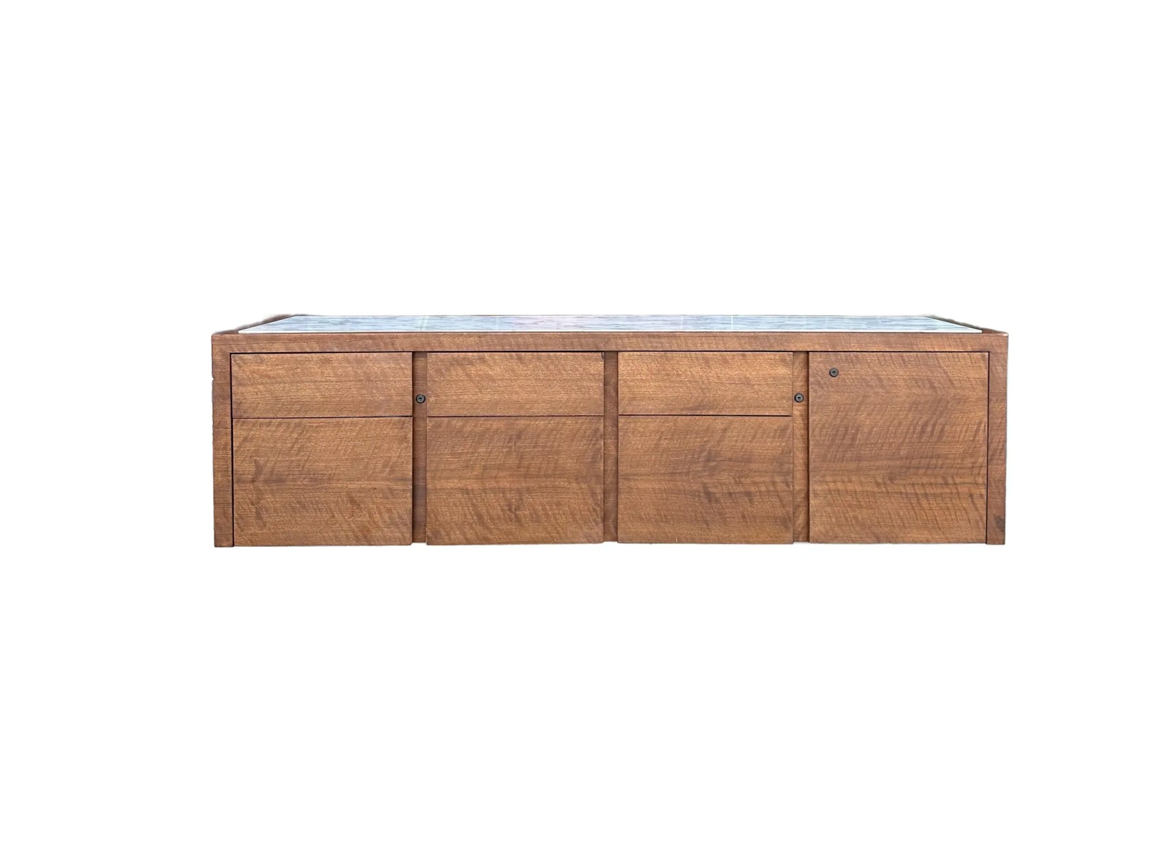 Mid Century Modern Helikon Walnut Chrome and Marble Credenza