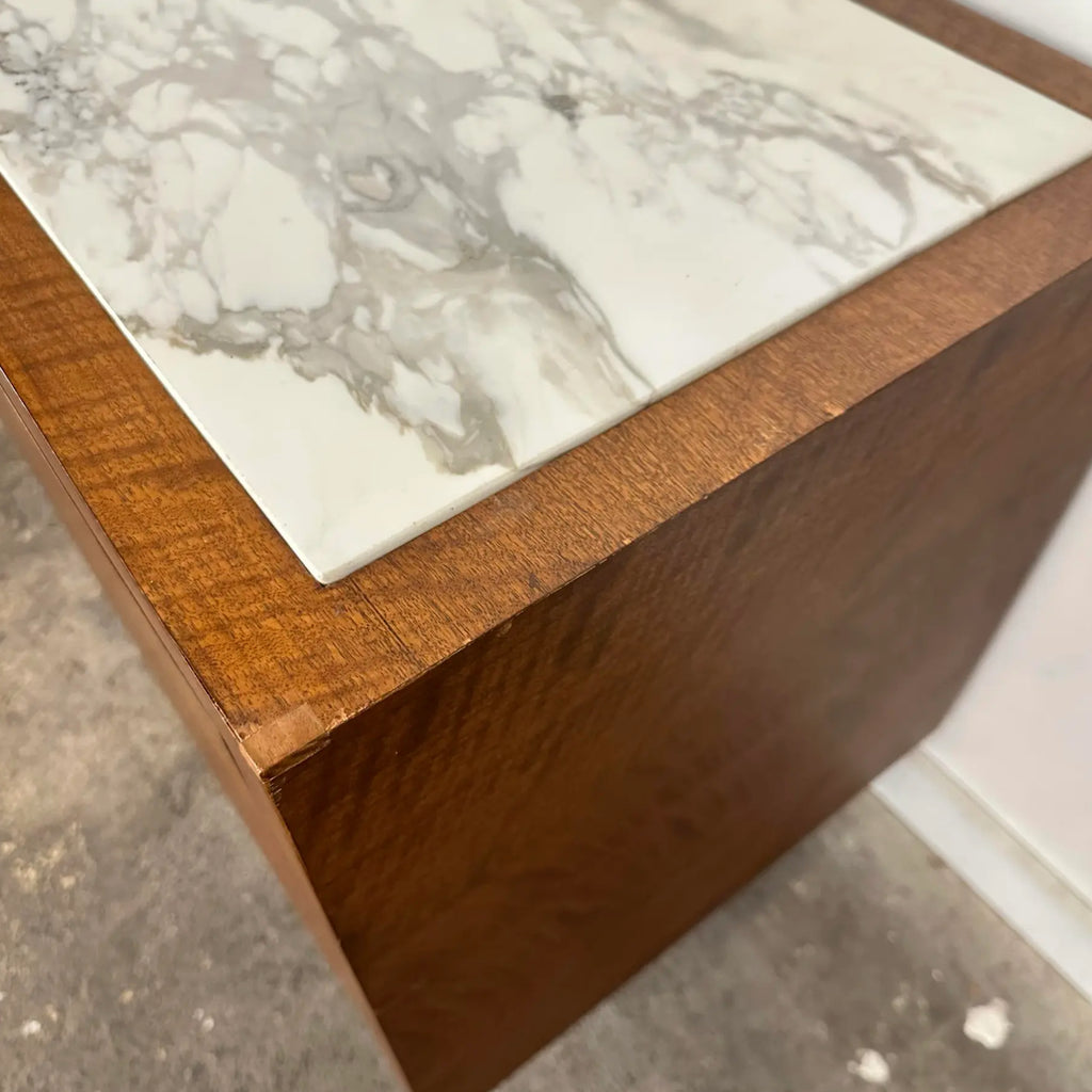 Mid Century Modern Helikon Walnut Chrome and Marble Credenza