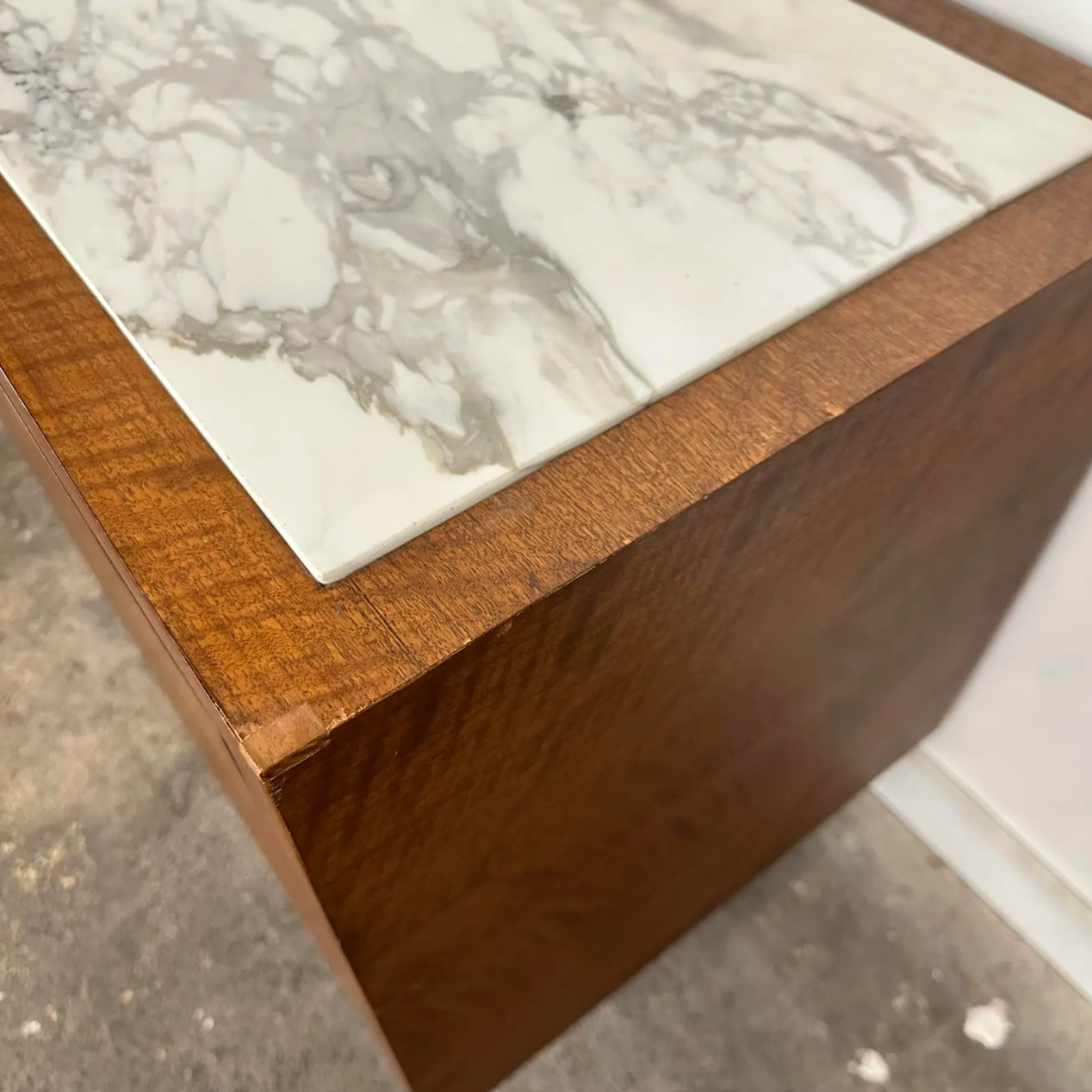Mid Century Modern Helikon Walnut Chrome and Marble Credenza