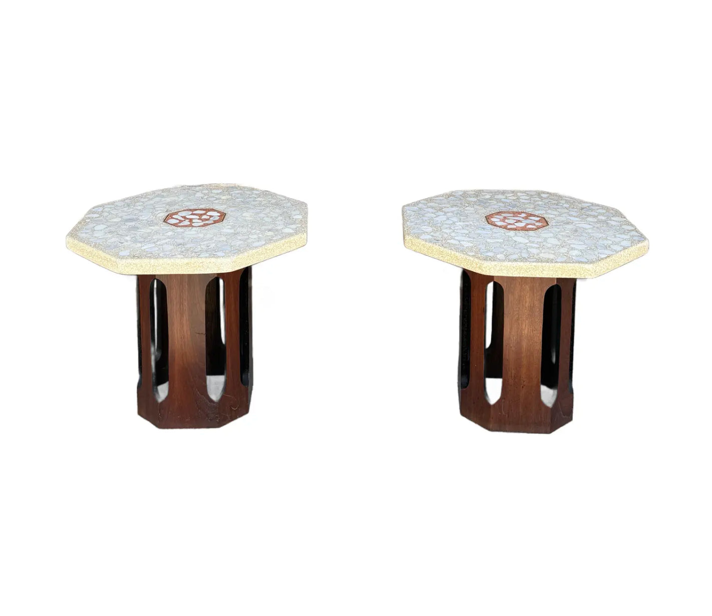 Harvey Probber Mid Century Travertine Side Tables