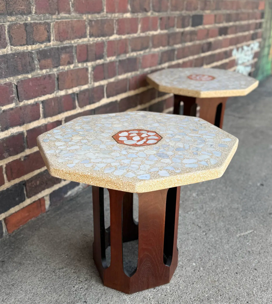 Harvey Probber Mid Century Travertine Side Tables