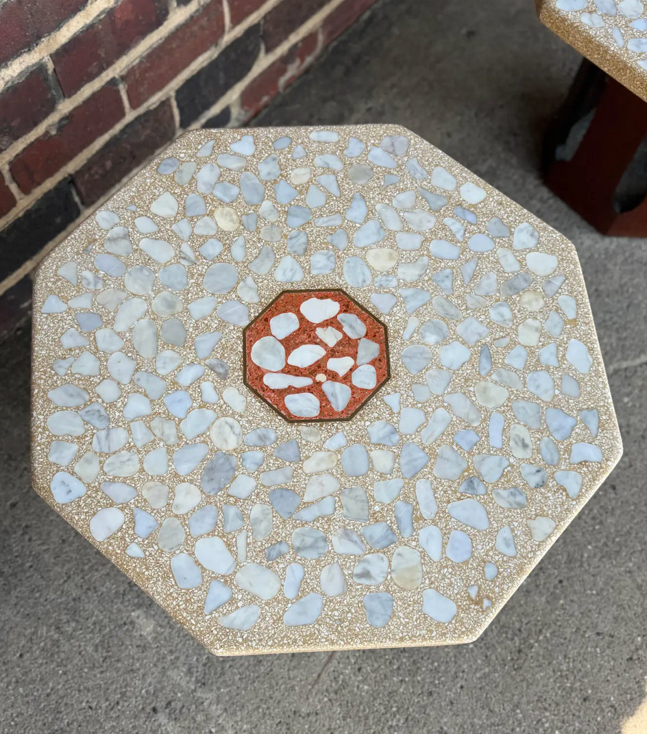 Harvey Probber Mid Century Travertine Side Tables